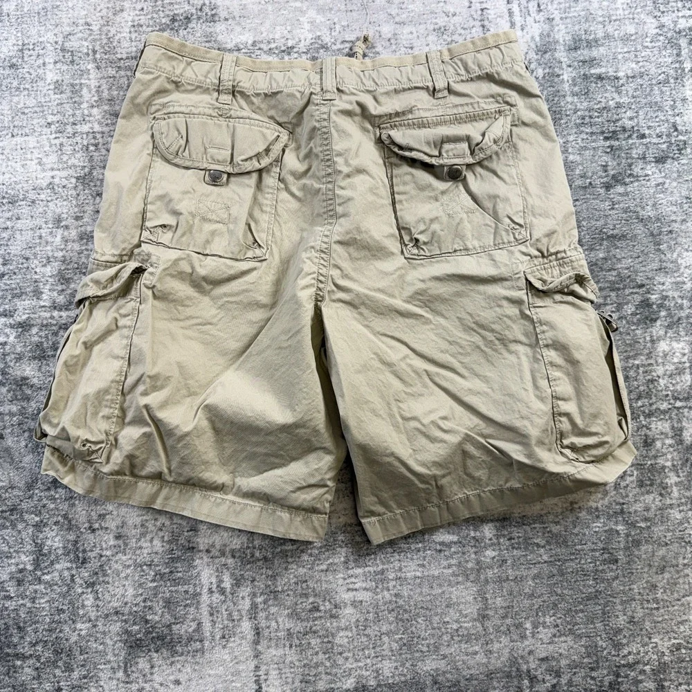 Y2K J Crew Cargo Shorts Men 38 Khaki Broken In Preppy Grunge Military Drawstring